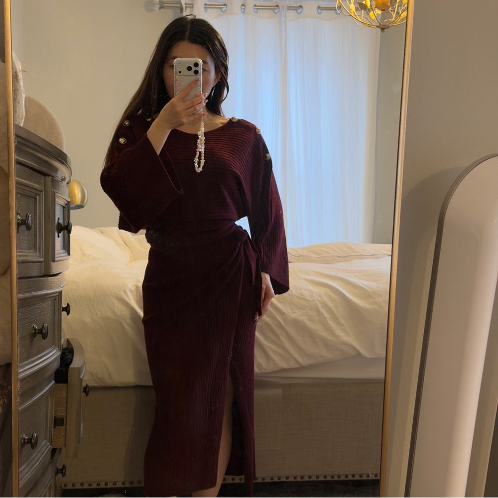 Ba&sh Elegant Burgundy Wool Knit Dress size S - Picture 2 of 8